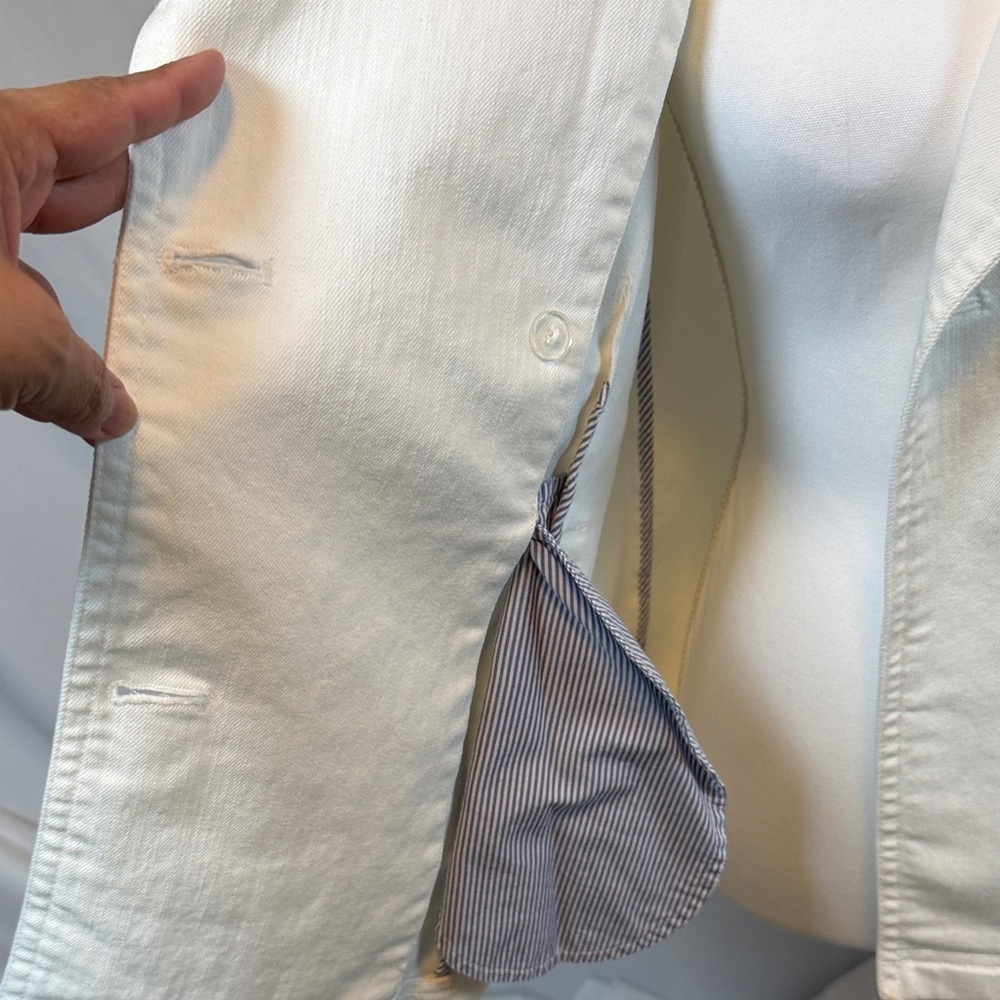 Women's Double-Breasted White Jacket With Pockets and Silver Buttons Size 8 - Picture 11 of 13
